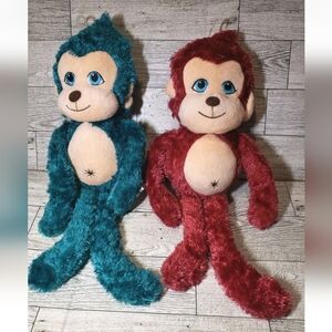 Bunki Munki Plush Monkey Lot Of 2 Teal Burgundy No Code